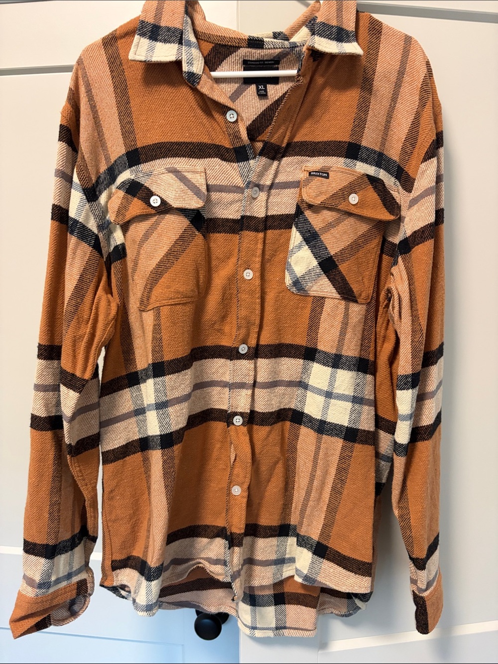 Brixton Men's Orange Plaid Button-Down Shirt